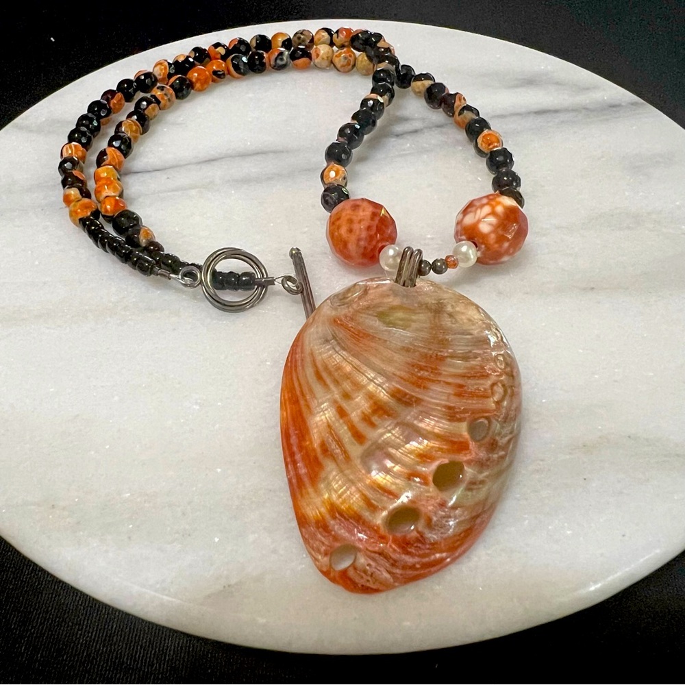 Artisan Stone & Abalone shell necklace